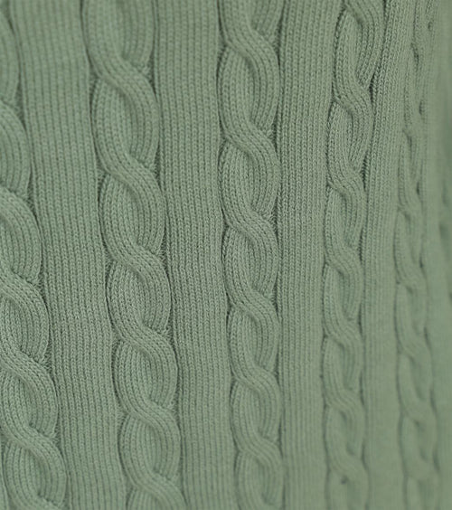 Gant half-zip pullover cable groen | Regular-fit