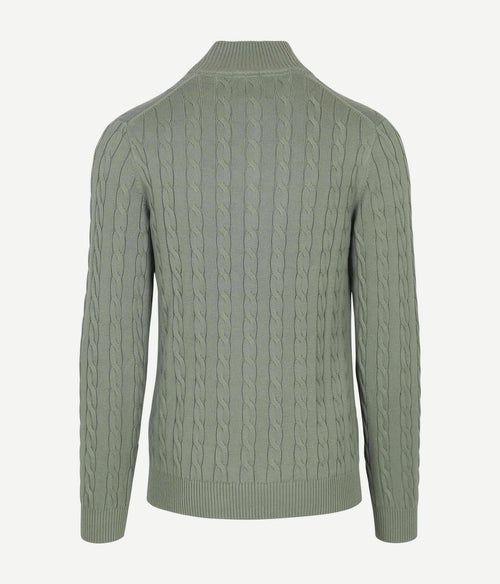 Gant half-zip pullover cable groen | Regular-fit