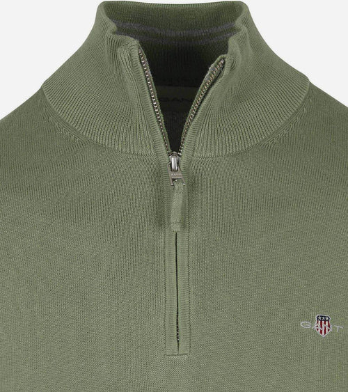 Gant halve rits trui groen | Regular-fit