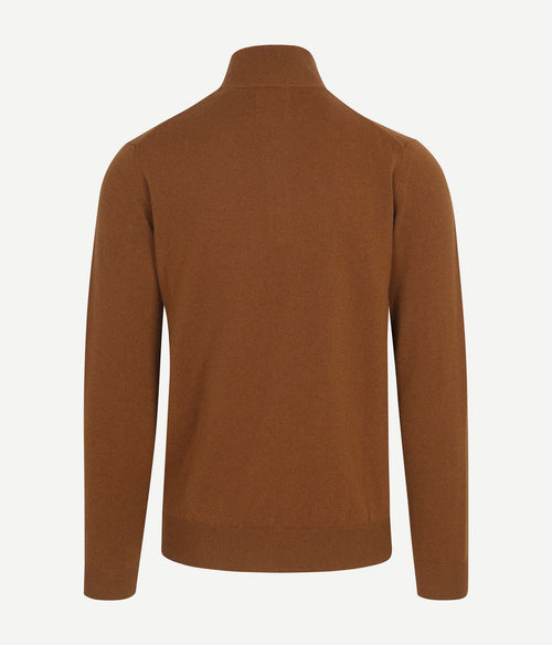 Gant halve rits trui lamswol bruin | Regular-fit