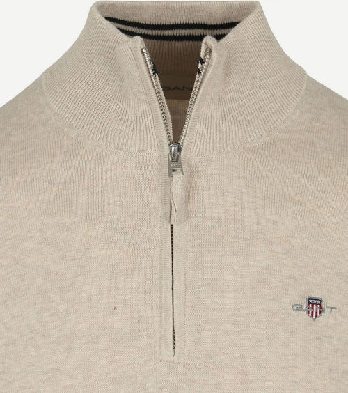 Gant halve rits trui lichtbeige | Regular-fit