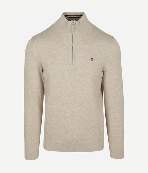 Gant halve rits trui lichtbeige | Regular-fit