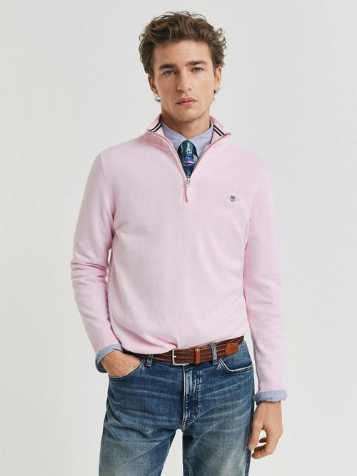 Gant halve rits trui lichtroze | Regular-fit