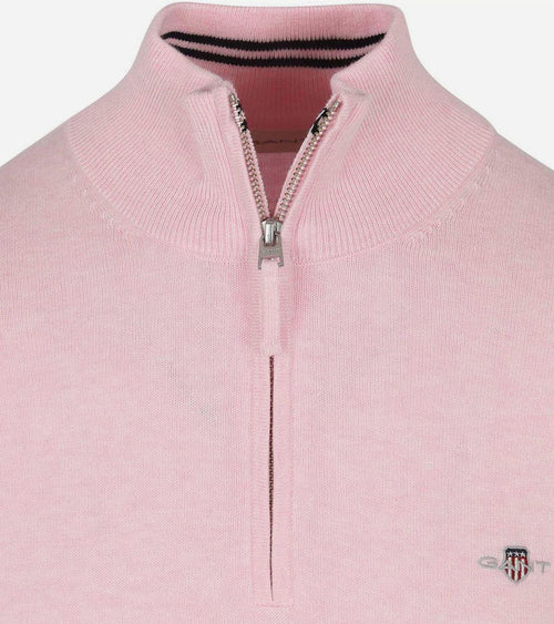 Gant halve rits trui lichtroze | Regular-fit
