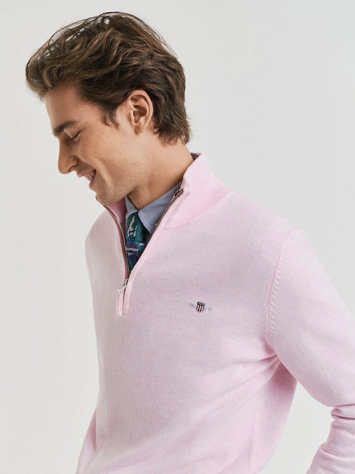 Gant halve rits trui lichtroze | Regular-fit