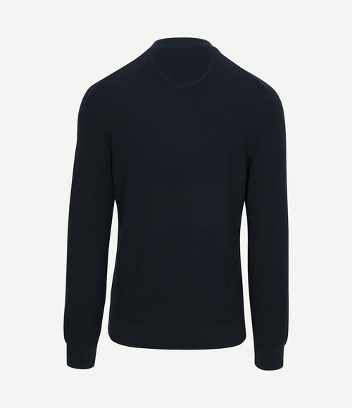 halve rits trui micro textured donkerblauw
