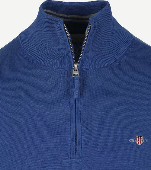 Gant halve rits trui mid blauw | Regular-fit