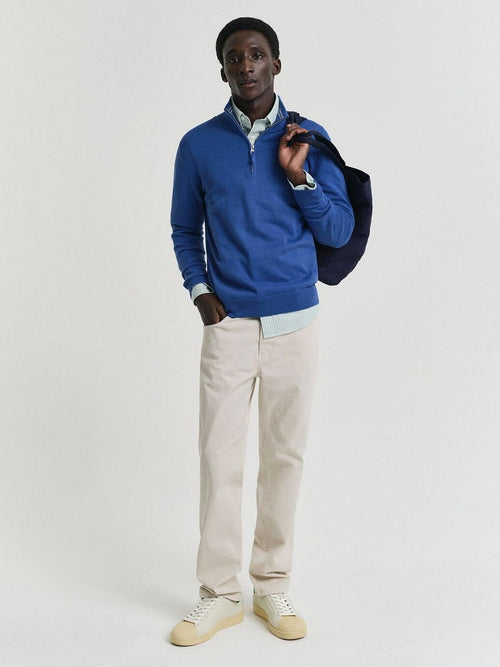 Gant halve rits trui mid blauw | Regular-fit