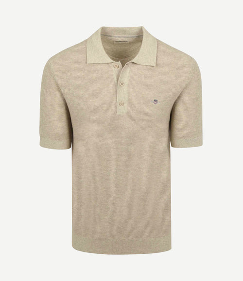 Knitted poloshirt beige