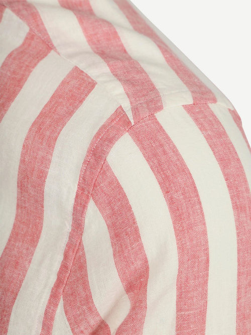 Cotton linen overhemd streep roze