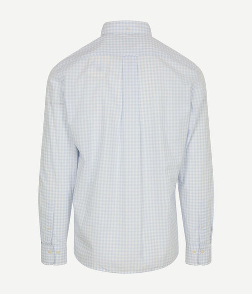Overhemd gingham poplin college lichtblauw
