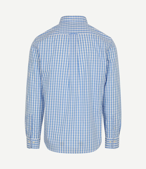 Overhemd gingham poplin classic blauw