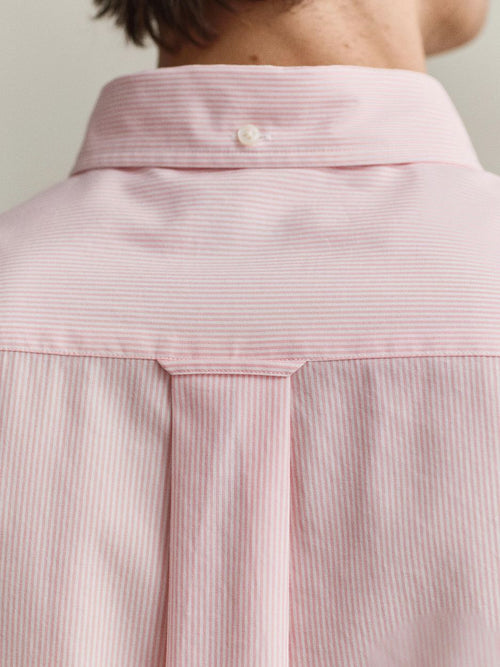 Poplin banker overhemd streep roze