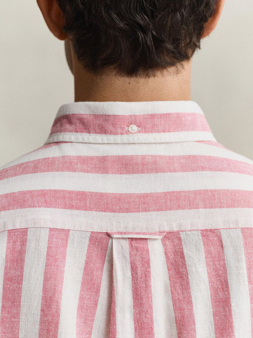 Cotton linen overhemd streep roze