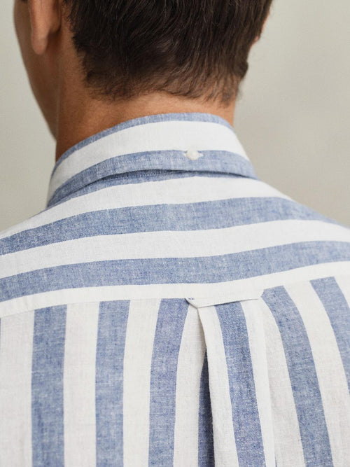 Cotton linen overhemd streep blauw