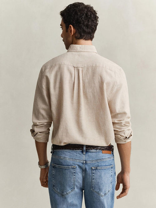 Overhemd cotton linen beige