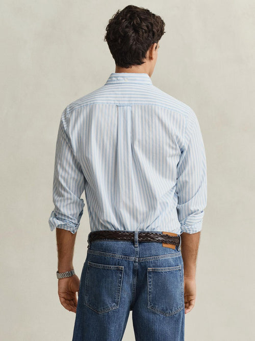 Overhemd stripe poplin classic blauw