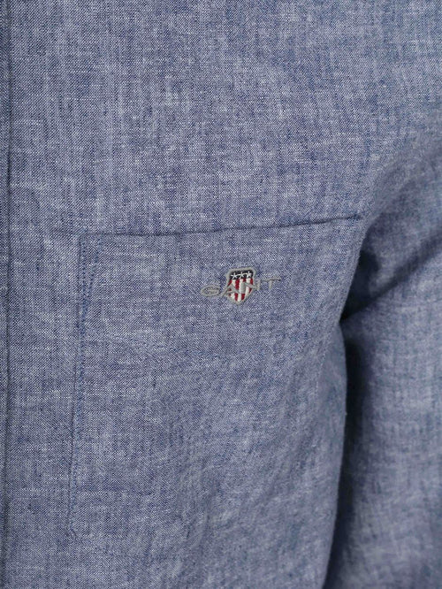 Overhemd cotton linen blauw