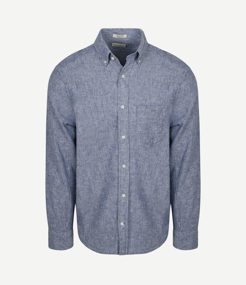 Overhemd cotton linen blauw