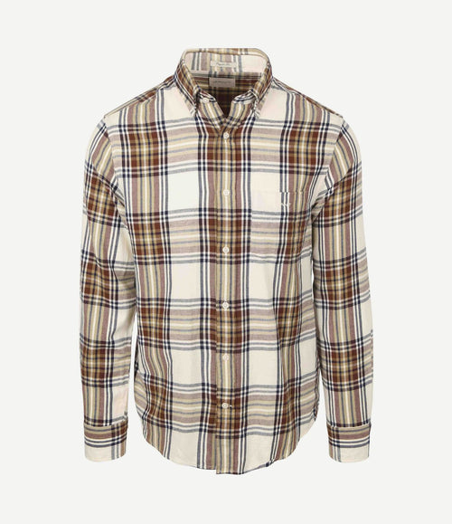 Overhemd flanel ruit ecru