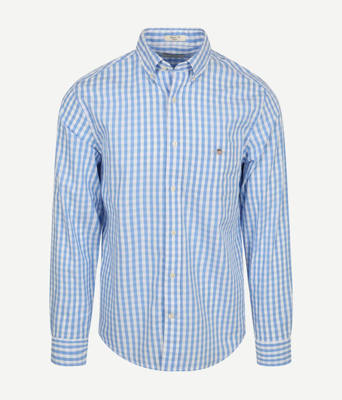 Overhemd gingham poplin classic blauw