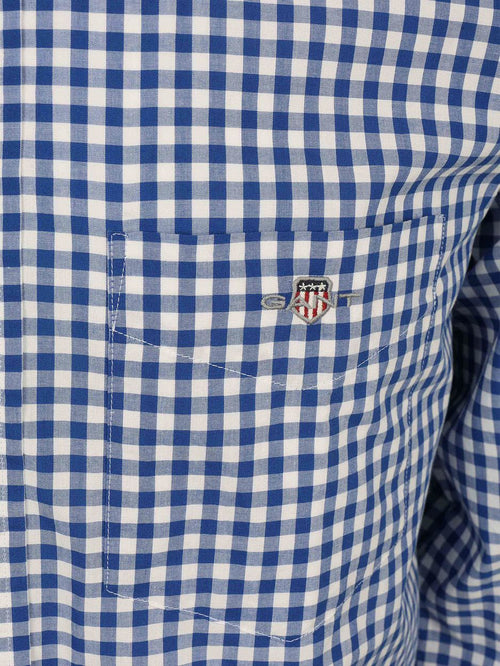 Overhemd gingham poplin college blauw