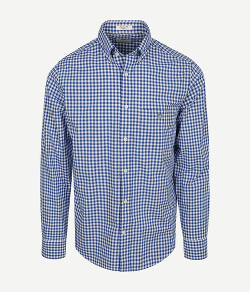 Overhemd gingham poplin college blauw