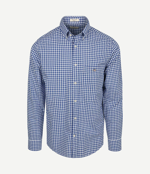 Overhemd gingham poplin college blauw