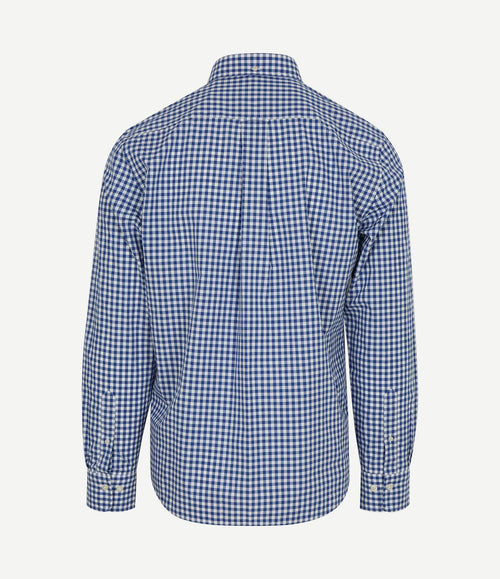 Overhemd gingham poplin college blauw