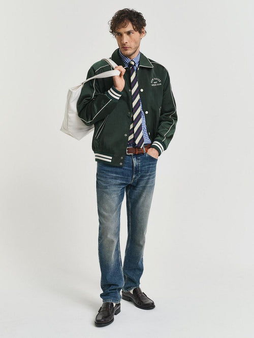 Overhemd gingham poplin college blauw