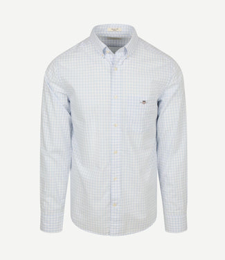 Overhemd gingham poplin college lichtblauw