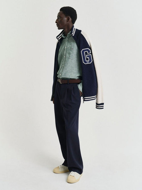 Gant overhemd linnen groen | Regular-fit