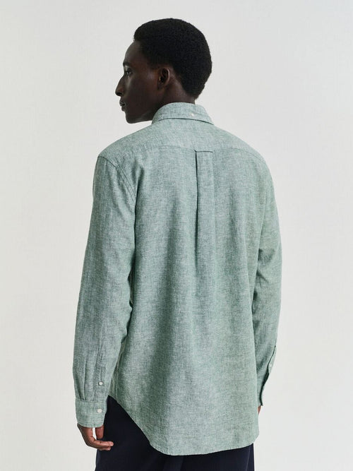 Gant overhemd linnen groen | Regular-fit