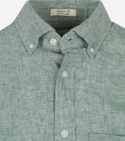 Gant overhemd linnen groen | Regular-fit