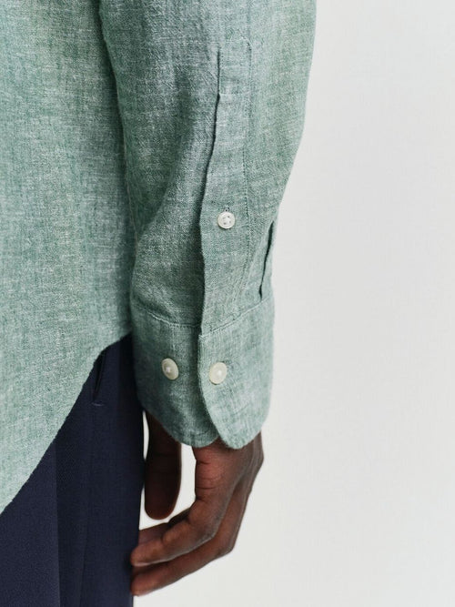 Gant overhemd linnen groen | Regular-fit