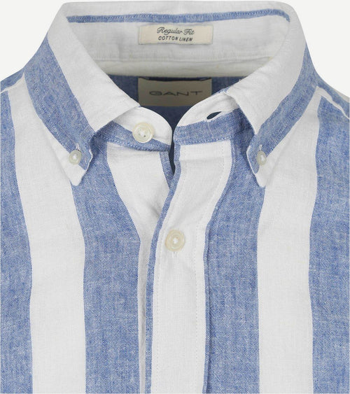 Gant overhemd streep bold linnen blauw | Regular-fit