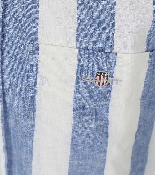 Gant overhemd streep bold linnen blauw | Regular-fit