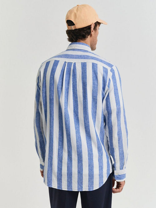Gant overhemd streep bold linnen blauw | Regular-fit
