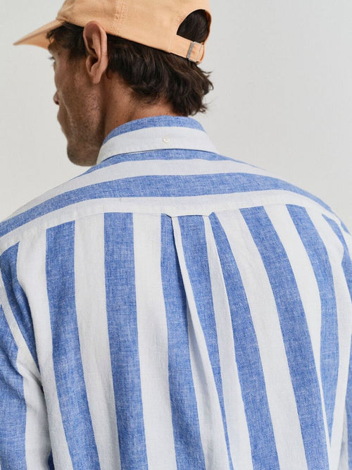Gant overhemd streep bold linnen blauw | Regular-fit