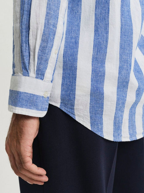 Gant overhemd streep bold linnen blauw | Regular-fit