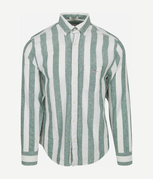Gant overhemd streep bold linnen groen | Regular-fit