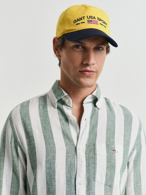 Gant overhemd streep bold linnen groen | Regular-fit