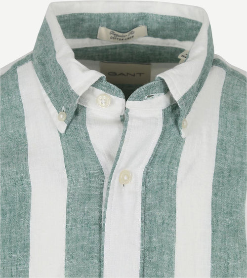 Gant overhemd streep bold linnen groen | Regular-fit