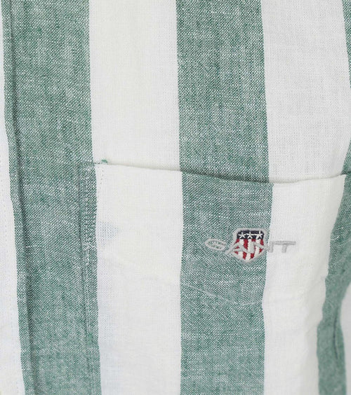 Gant overhemd streep bold linnen groen | Regular-fit