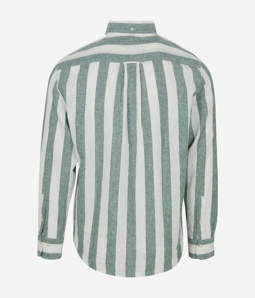 Gant overhemd streep bold linnen groen | Regular-fit