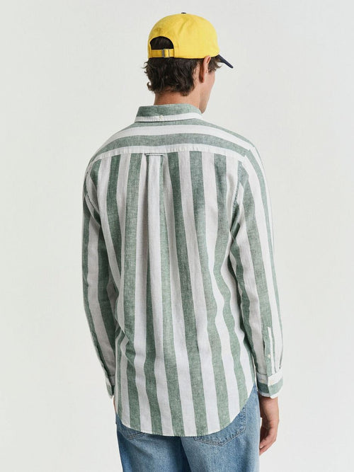 Gant overhemd streep bold linnen groen | Regular-fit