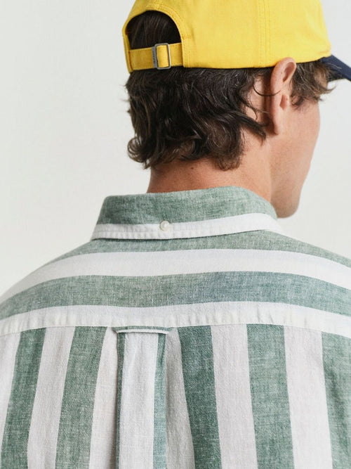 Gant overhemd streep bold linnen groen | Regular-fit