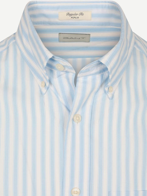 Overhemd stripe poplin classic blauw
