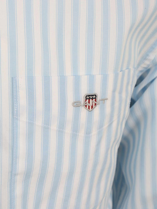 Overhemd stripe poplin classic blauw