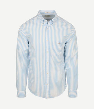 Overhemd stripe poplin classic blauw